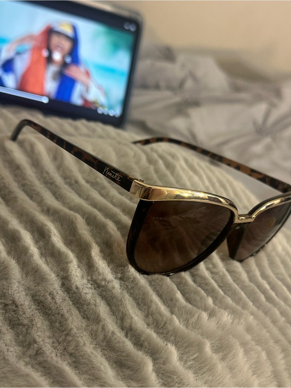Nanette Lepore Brown Tortoise Shell Sunglasses with Gold Trim